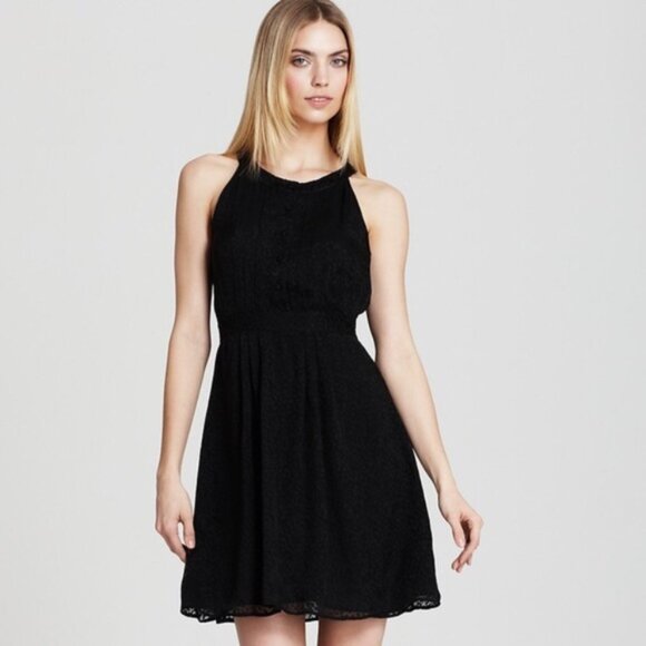 Theory ~Black Keresa Silk Blend Abstract Burnout Dress size 12 ASO Elena Gilbert - Picture 1 of 16